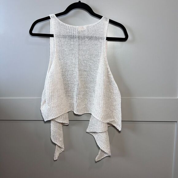 Reac Ivory 100% Hemp Lightweight Knit Cardigan Open Sleeveless Waterfall OSFM - Picture 3 of 10